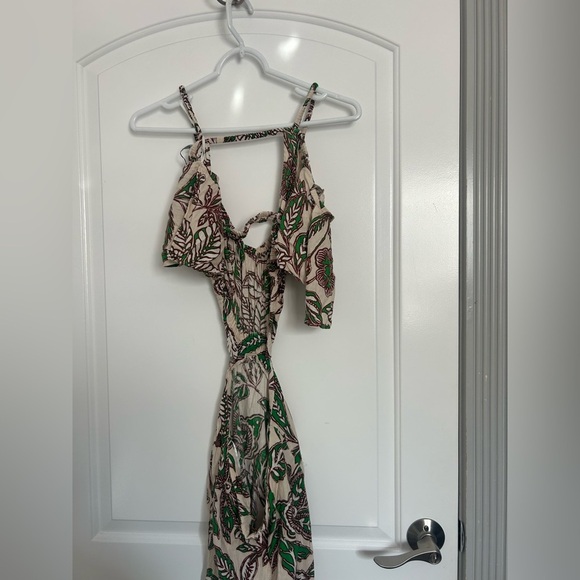 Zara Floral Leaf Print Linen Blend MIDI dress size small boho bloggers favorite - Picture 8 of 15